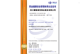 职业健康安全管理体系认证证书
